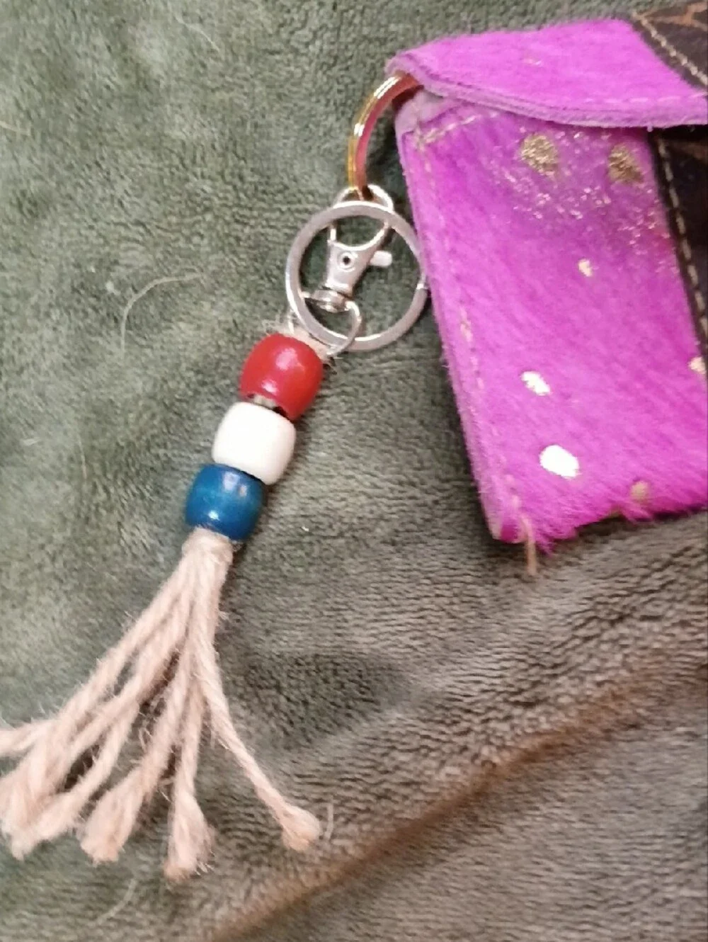 Upcycled And Genuine Leather Card Or Change Holder (Pink And Gold)